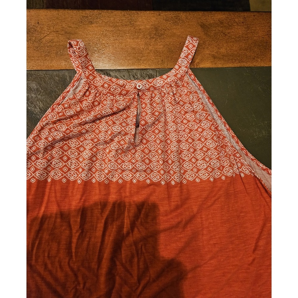 Ann Taylor Loft Women Orange Sleeveless Blouse Sz M Boho - Picture 5 of 8